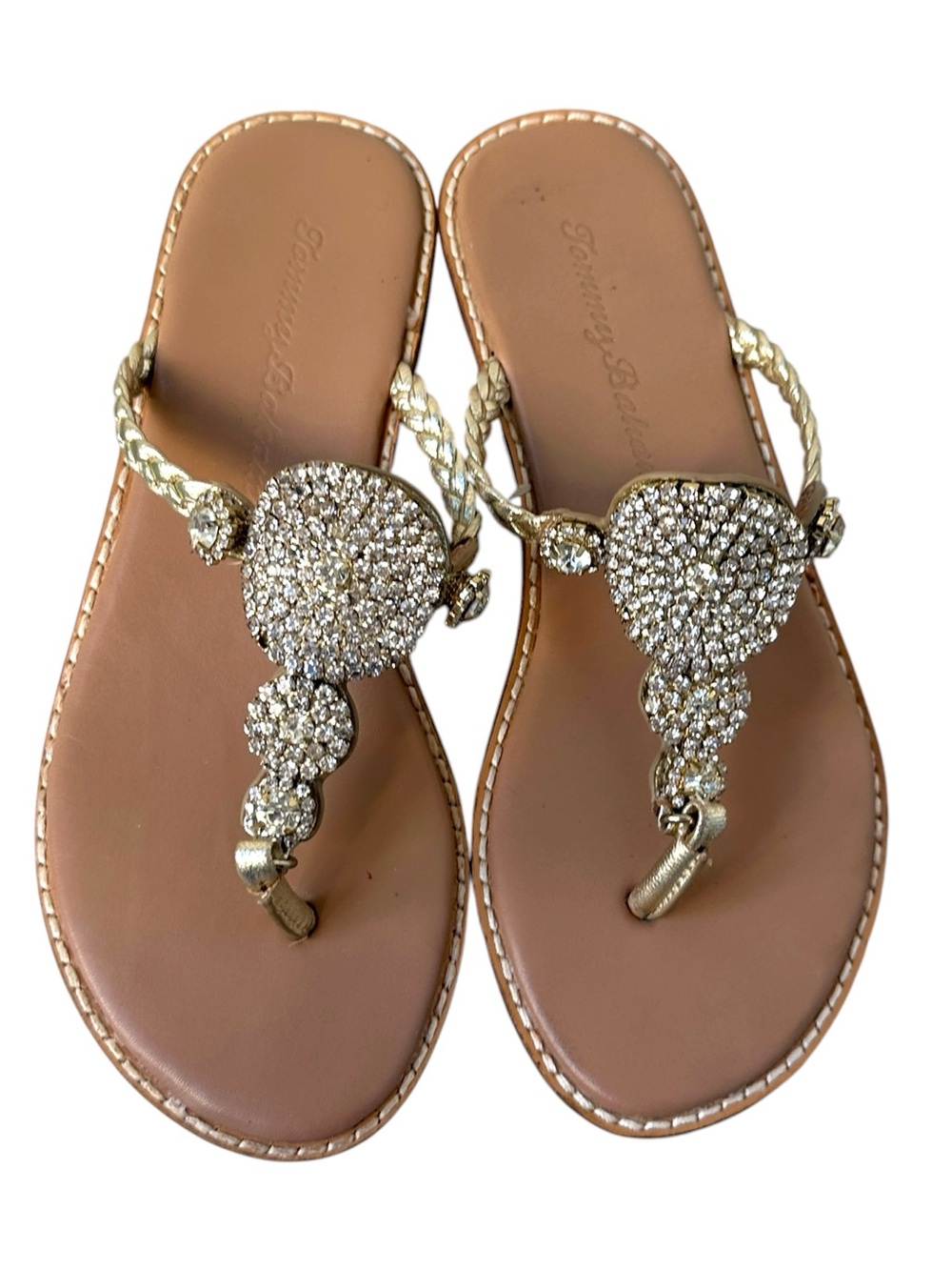 Tommy Bahama Gold Rhinestone Thong Sandals